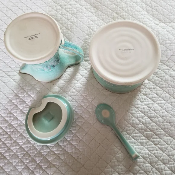 Anthropologie | (2) Old Havana Creamer & Sugar Bowl With Spoon Set - Picture 3 of 9